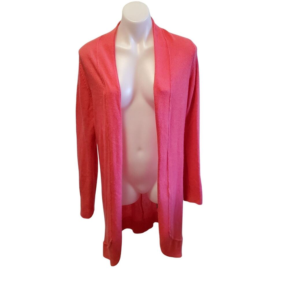 Sundance 100% Cashmere Pink Open Front Lightweight Spring Cardigan L Long Soft